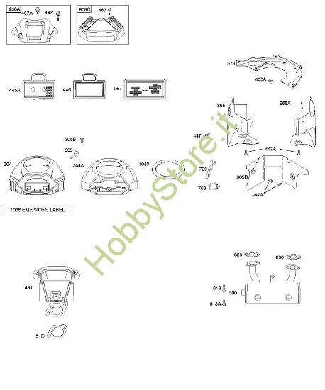 A - Depuratore aria, alloggiamento ventola, sistema di scarico B&S - 44 €¦ 441677-0141-B1 brand Stihl